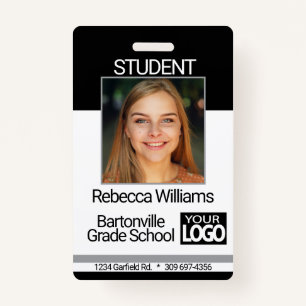 School / Employee Photo Badge - Black And Gray