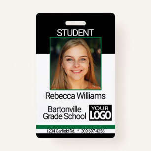 School / Employee Photo Badge - Black And Green