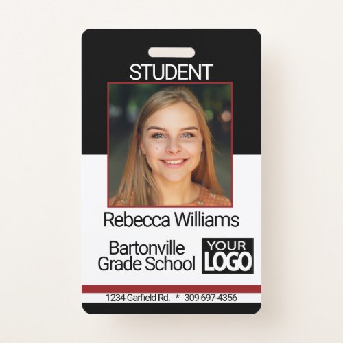 School  Employee Photo Badge _ Black And Red