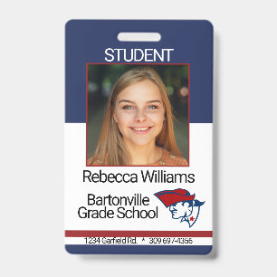 School / Employee Photo Badge - Red and Blue