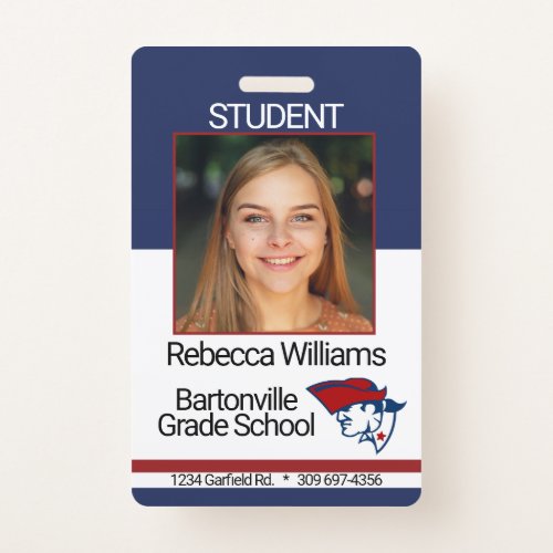 School  Employee Photo Badge _ Red and Blue