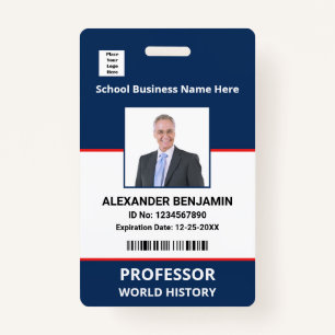 School Employee Photo Bar Code Name Custom   Badge
