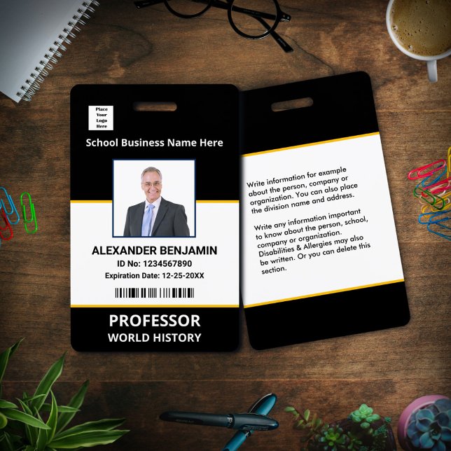 School Employee Photo Bar Code Name Custom   Badge (School Employee Photo Bar Code Name Custom Badge is professional for your employees. )