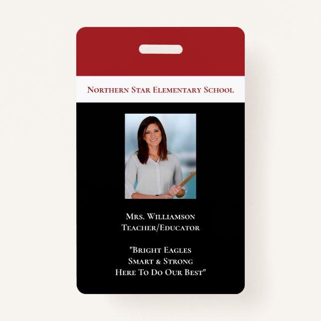School Employee Staff Photo Id Teacher Badge (Front)