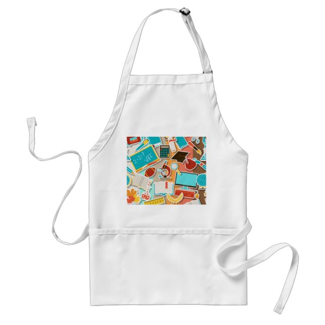School Equipment Icons Adult Apron (Front)
