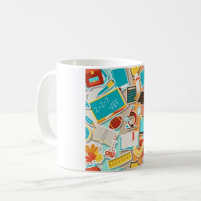 School Equipment Icons Coffee Mug (Front Left)