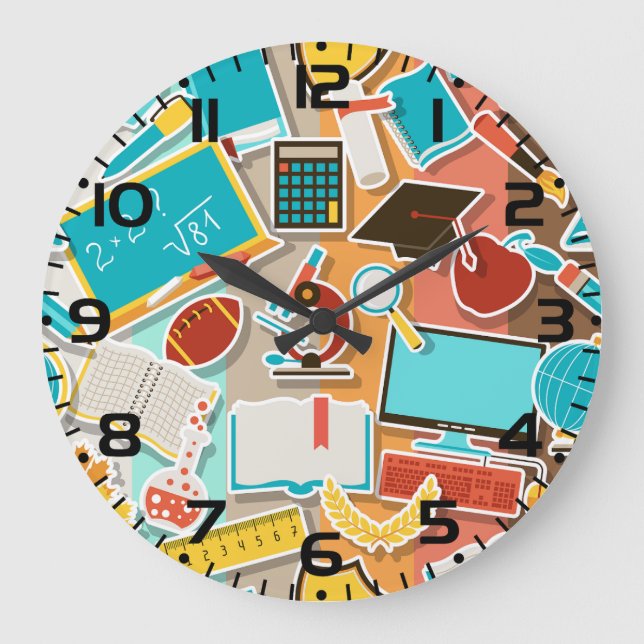 School Equipment Icons Large Clock (Front)