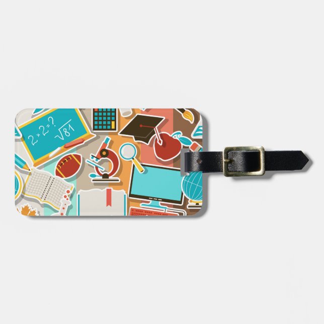 School Equipment Icons Luggage Tag (Front Horizontal)
