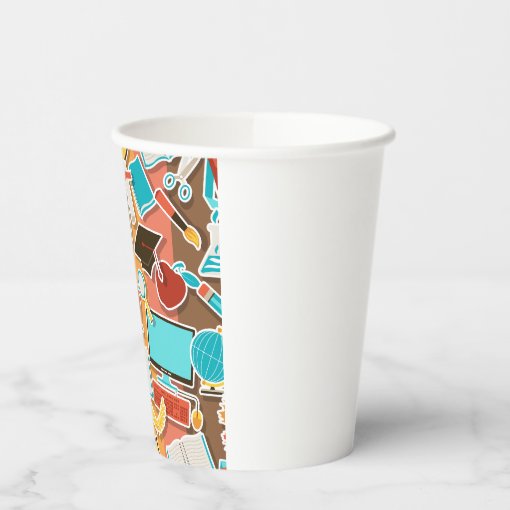 School Equipment Icons Paper Cups | Zazzle