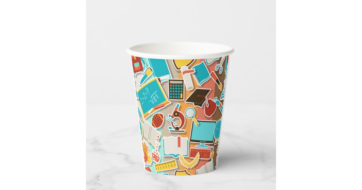 School Equipment Icons Paper Cups | Zazzle