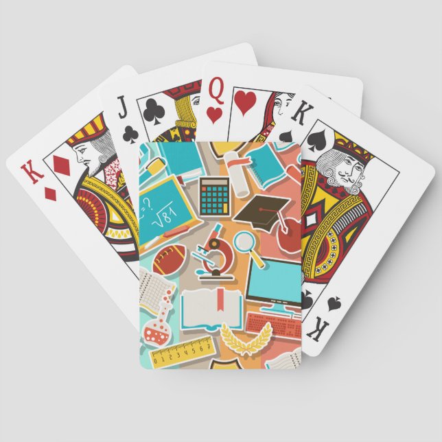 School Equipment Icons Poker Cards (Back)
