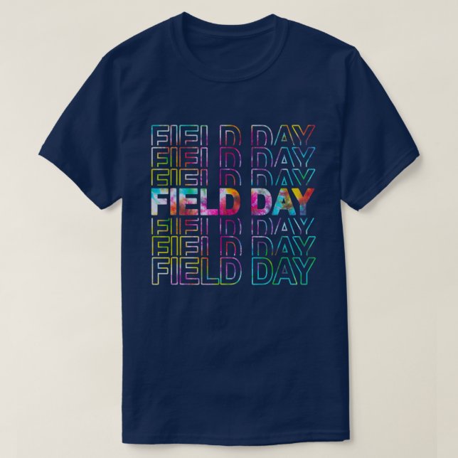 School Field Day Rainbow Tie Dye Boho T-Shirt (Design Front)