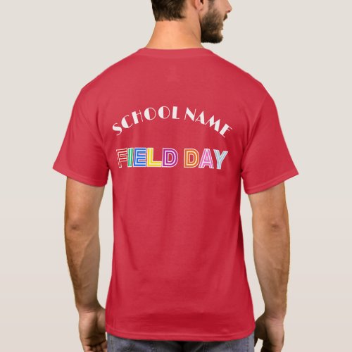 School field day Red color Team Cheer stand Squad T_Shirt