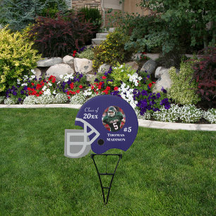 School Football Helmet   Navy Blue Yard Sign