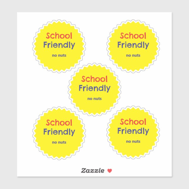 School Friendly No Nuts Allergen Sticker (Sheet)