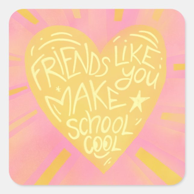 School friends Classroom Valentine Vinyl Sticker (Front)