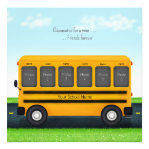 School Friends Personalized School Bus 6 Photos Photo Print