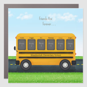 School Friends Personalized School Bus Photo Car Magnet
