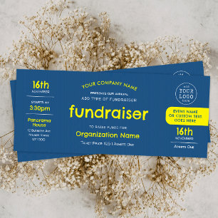 School Fundraiser Event Blue Yellow Modern Raffle Tickets