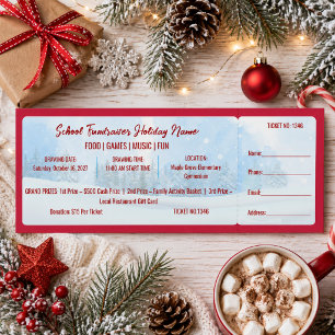 School Fundraiser Holiday Winter Snow Event Pink Raffle Tickets