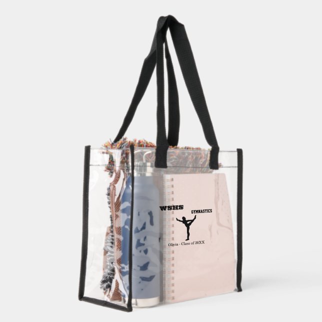 School Girl Gymnastics Custom Name Class of 20XX Clear Tote Bag (Right)
