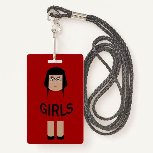 School Girls Room Hall Pass Badge (Front with Lanyard)