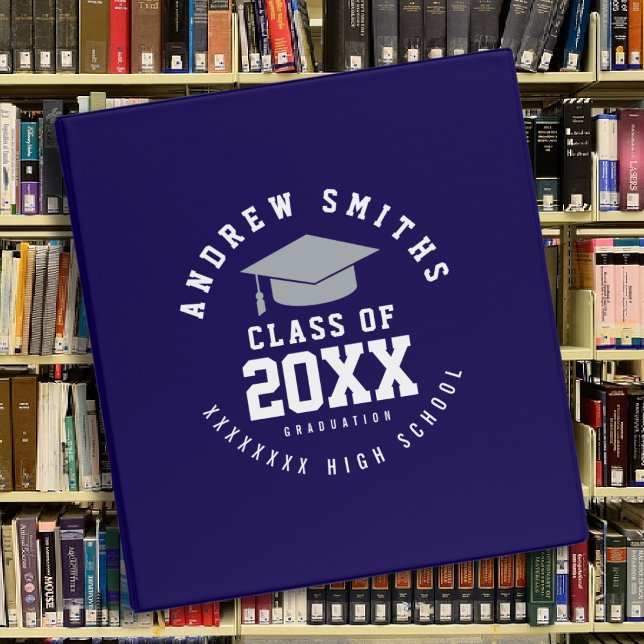 School Grad Graduate Graduation dark blue 3 Ring Binder (Creator Uploaded)