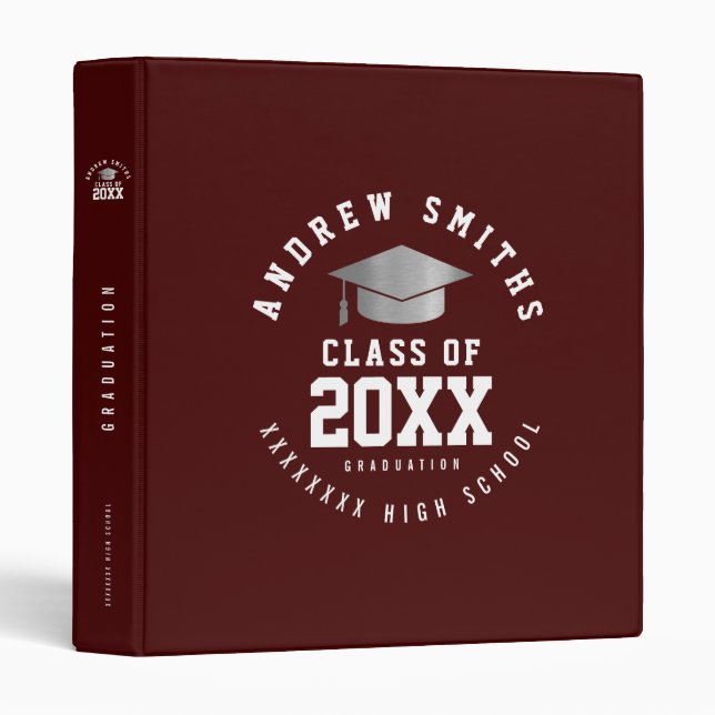 School Grad Graduate Graduation dark brown 3 Ring Binder (Front/Spine)