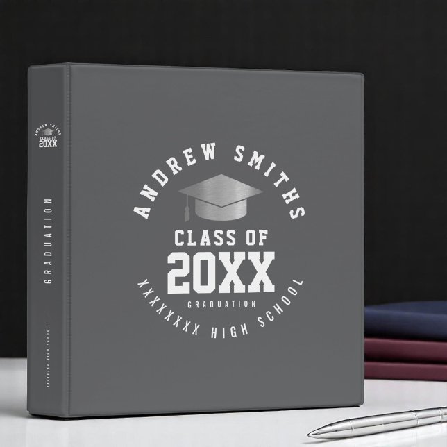 School Grad Graduate Graduation dark gray 3 Ring Binder (Creator Uploaded)