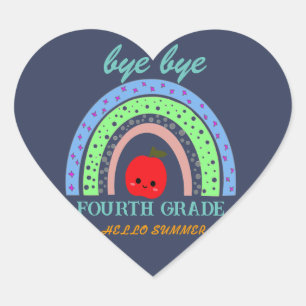 School grade hello summer Teacher Break Off Duty  Heart Sticker