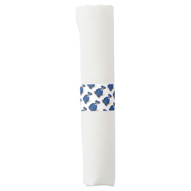 School Graduation Blue Cap Gown Diploma Graduate Napkin Bands (Front)