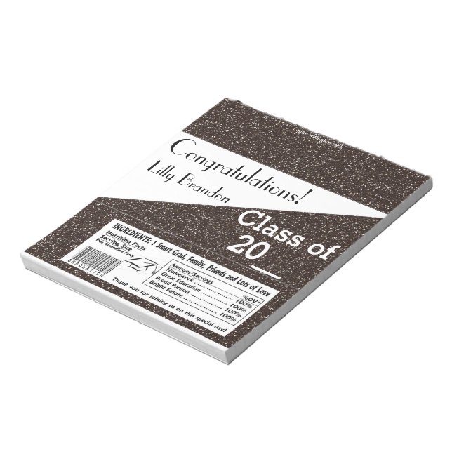 School Graduation Candy Bar Wrapper Party Favor Notepad (Rotated)