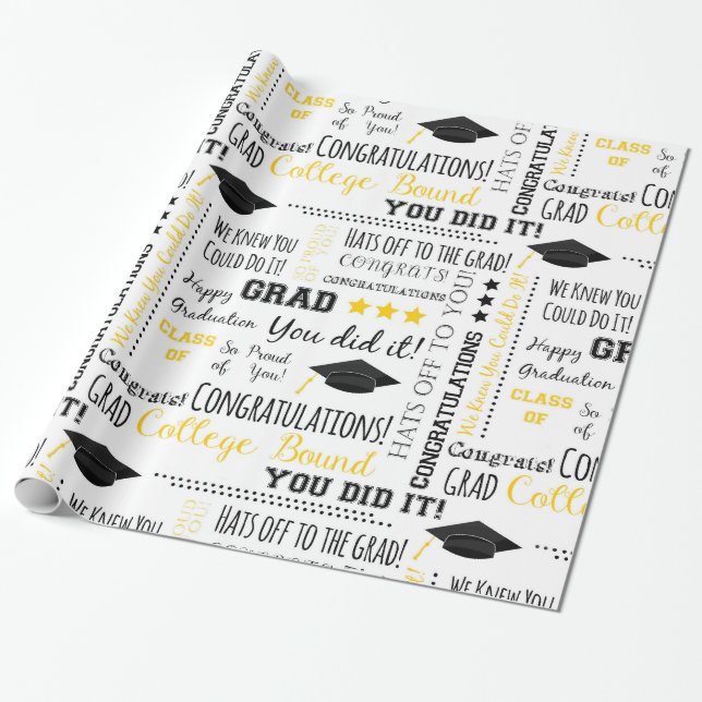 School Graduation Congratulations Wrapping Paper (Unrolled)