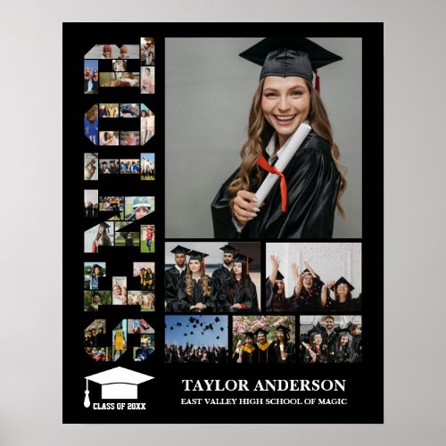 School Graduation Day Senior Word Photo Collage Poster