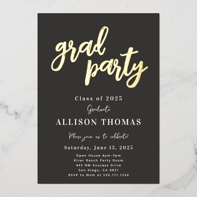 School Graduation Party Invitation Foil Foil Invitation (Front)