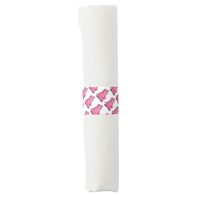 School Graduation Pink Cap Gown Diploma Graduate Napkin Bands (Front)