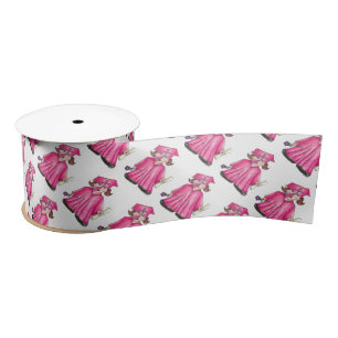 School Graduation Pink Cap Gown Diploma Graduate Satin Ribbon