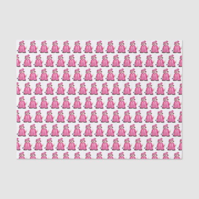School Graduation Pink Cap Gown Diploma Graduate Tissue Paper (Front)