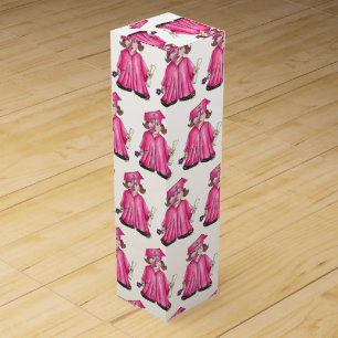 School Graduation Pink Cap Gown Diploma Graduate Wine Box