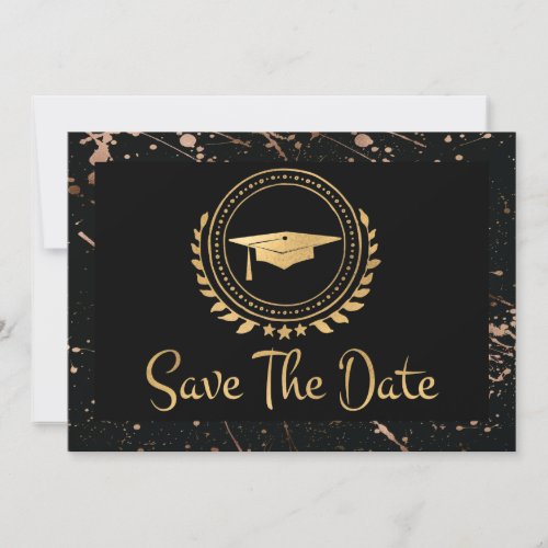 School Graduation Save The Date Gold Grad Cap