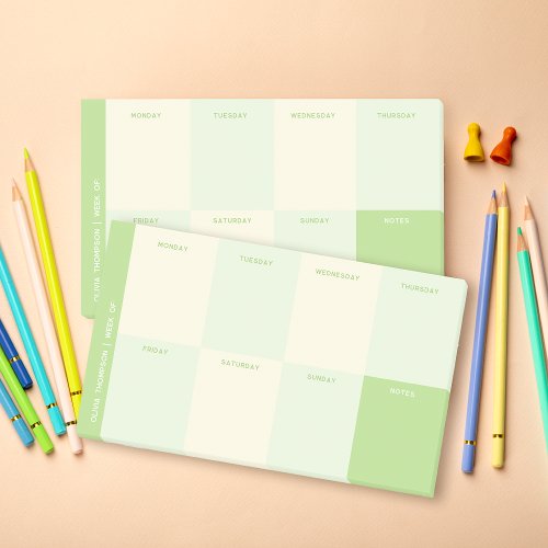 School Green Weekly Planner Post_it Notes