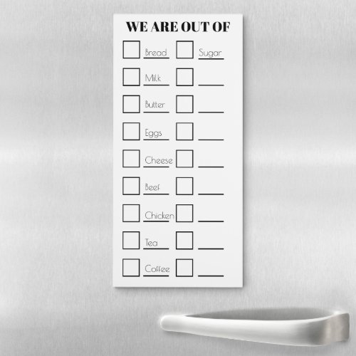 School grocery hostel checklist  CUSTOMIZE Magnetic Notepad