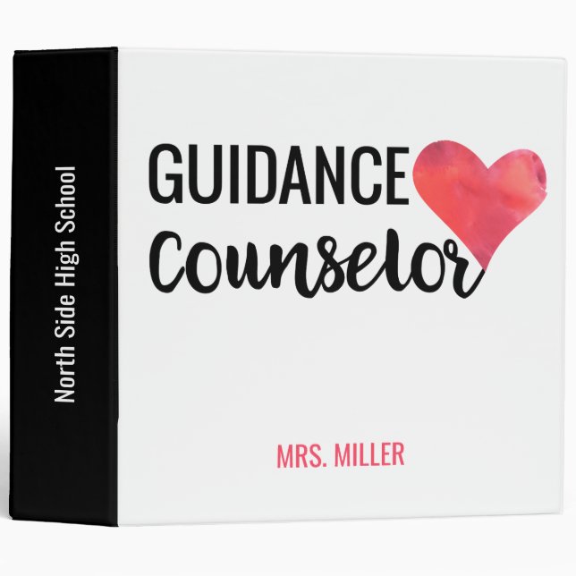 School Guidance Counselor Personalized Red Heart Binder (Front/Spine)