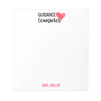 School Guidance Counselor Personalized Red Heart Notepad