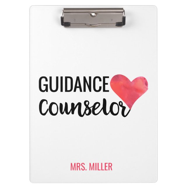 School Guidance Counselor Personalized Typography Clipboard (Front)