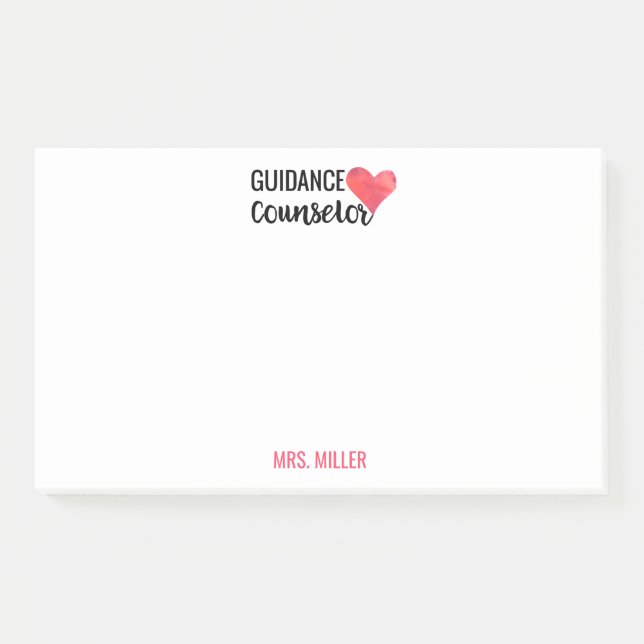 School Guidance Counselor Personalized Watercolor Post-it Notes (Front)