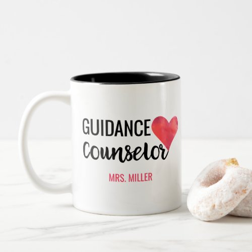 School Guidance Counselor Personalized Watercolor Two_Tone Coffee Mug