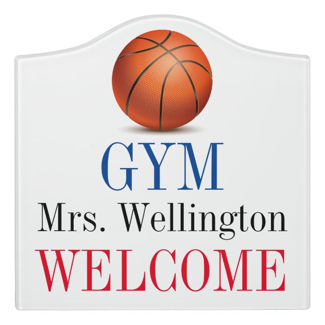 School Gym / P.E. Teacher Classroom Door Sign (Large Crest Front)