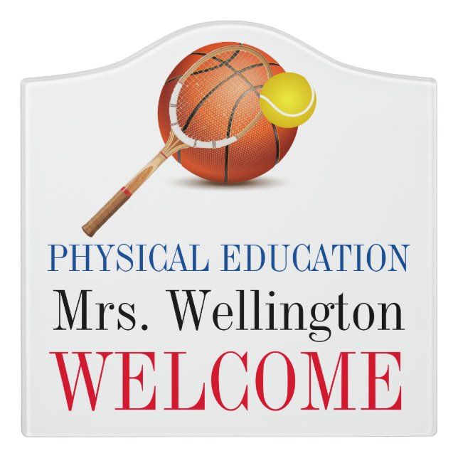 School Gym / P.E. Teacher Classroom Door Sign (Large Crest Front)