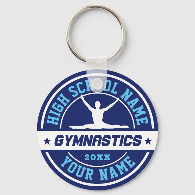 School Gymnast Gymnastics Team Custom Color Sports Keychain (Front)